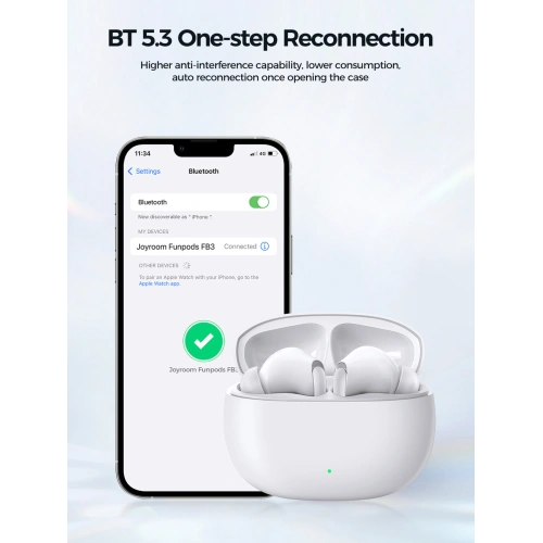 Kup Bezdrátová sluchátka do uší TWS Joyroom Funpods Series JR-FB3 Bluetooth 5.3 bílé - JYR983 - {ean13} - Sklep Home Screen