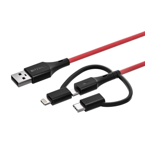 Kup Cablul USB 3w1 BlitzWolf BW-MT4, micro USB/USB-C/Lightning, 3A 0,9m - BLZ185 - {ean13} - Sklep Home Screen