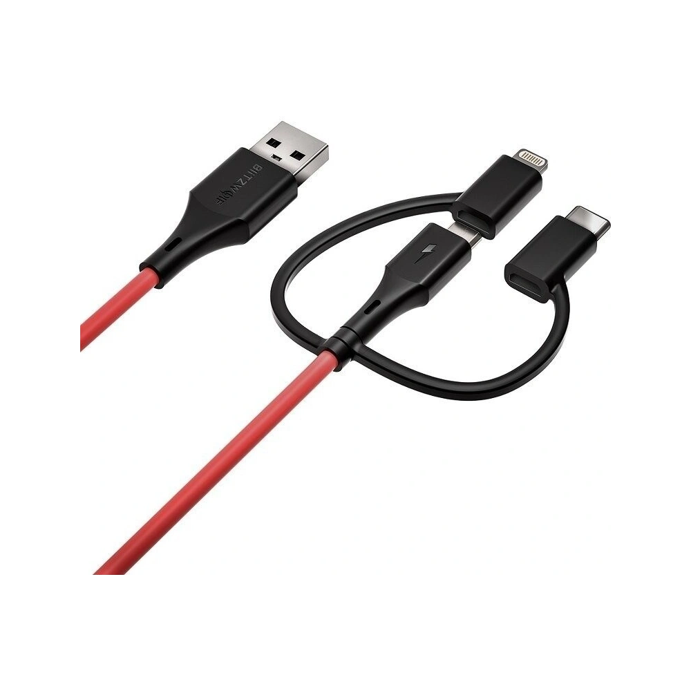 Kabel USB 3w1 BlitzWolf BW-MT4, micro USB/USB-C/Lightning, 3A 0,9m