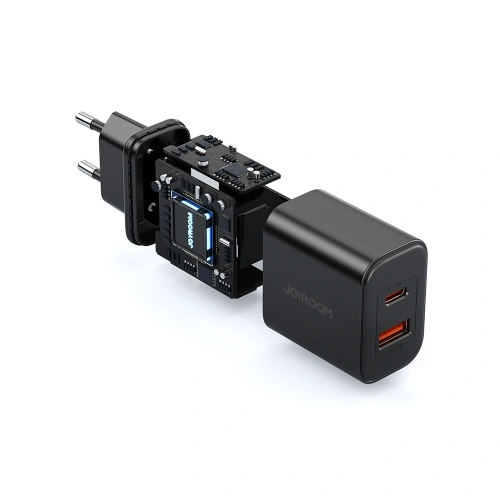 Kup Încărcător de rețea Joyroom JR-TCF05 20W USB-A, USB-C + cablu USB-C / USB-C negru - JYR994 - {ean13} - Sklep Home Screen