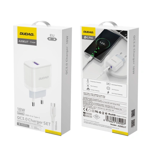Kup Încărcător de rețea Dudao A20EU USB-A 18W + cablu USB-A / USB-C alb - DDA325 - {ean13} - Sklep Home Screen