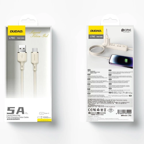 Kup Kabel Dudao L7SC USB-A / USB-C 5A 1m béžový - DDA328 - {ean13} - Sklep Home Screen