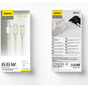 Kup Kabel 3w1 Dudao L7SE USB-C / USB-C, Lightning, microUSB 66W 1.2m bej - DDA334 - {ean13} - Sklep Home Screen