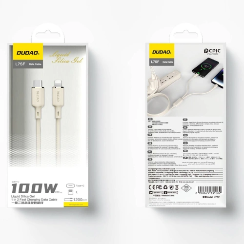Kup Kabel 2w1 Dudao L7SF USB-C / USB-C, Lightning 100W 1.2m béžový - DDA335 - {ean13} - Sklep Home Screen