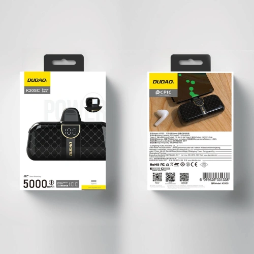 Kup Powerbank Dudao K20SC USB-C 5000mAh černý - DDA338 - {ean13} - Sklep Home Screen