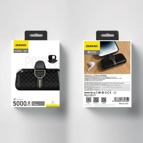 Kup Powerbank Dudao K20SL Lightning 5000mAh schwarz - DDA340 - {ean13} - Sklep Home Screen