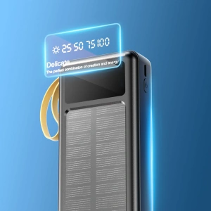 Solární powerbank Dudao K18+ USB-A, USB-C, Lightning, microUSB 20000mAh černý