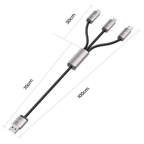 Kup Kabel 3w1 Tech-Protect Ultraboost USB-A / microUSB, USB-C, Lightning 3.5A 1m Grey - THP2736 - {ean13} - Sklep Home Screen