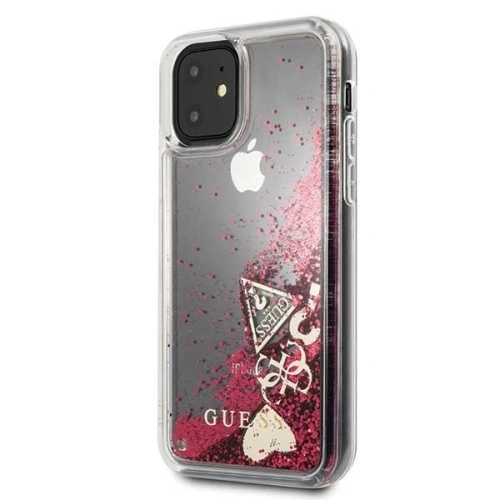Buy Guess GUHCN61GLHFLRA iPhone 11 raspberry hard case Glitter Hearts - GUE204HEA - {ean13} - Home Screen Store Europe