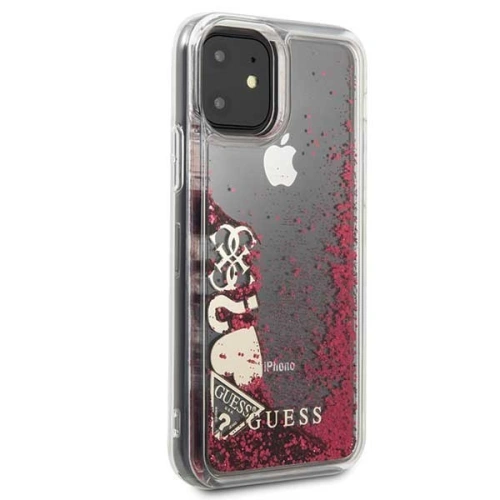 Buy Guess GUHCN61GLHFLRA iPhone 11 raspberry hard case Glitter Hearts - GUE204HEA - {ean13} - Home Screen Store Europe