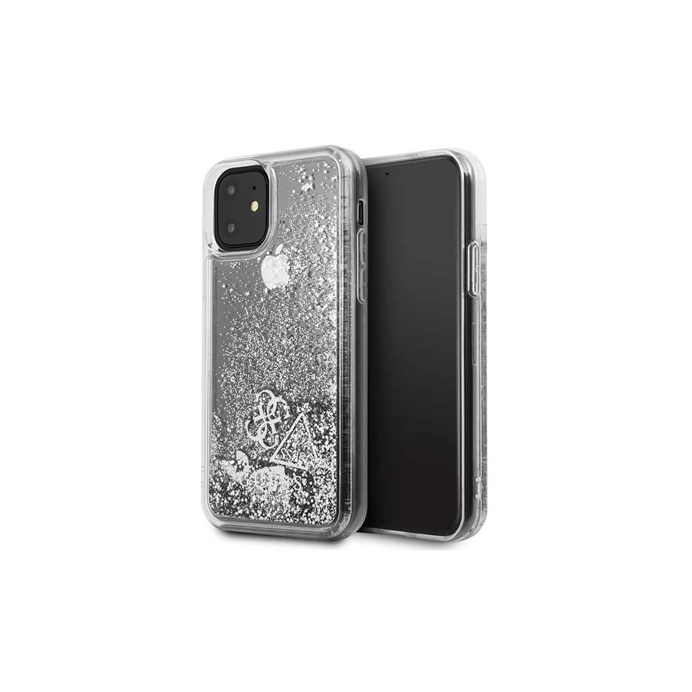 Etui Guess GUHCN61GLHFLSI Apple iPhone 11 srebrny/silver hard case Glitter Hearts