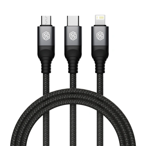 Kup Kabel 3w1 Nillkin Swift Pro USB-A / microUSB 2A, USB-C 2A, Lightning 4.4A, 480Mbps, 1.5m Schwarz / Czarny - NLK1516 - {ean13} - Sklep Home Screen