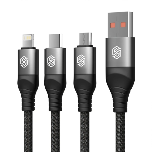 Kup Kabel 3w1 Nillkin Swift Pro USB-A / microUSB 2A, USB-C 2A, Lightning 4.4A, 480Mbps, 1.5m Schwarz / Czarny - NLK1516 - {ean13} - Sklep Home Screen