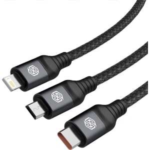 Kabel 3w1 Nillkin Swift Pro USB-A / microUSB 2A, USB-C 2A, Lightning 4.4A, 480Mbps, 1.5m Black / Czarny