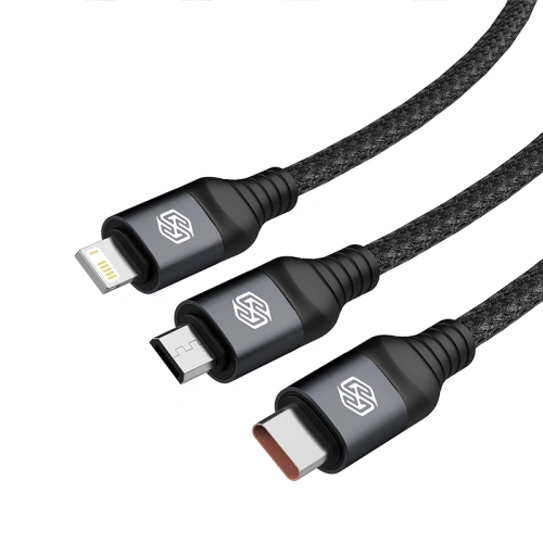 Kup Kabel 3w1 Nillkin Swift Pro USB-A / microUSB 2A, USB-C 2A, Lightning 4.4A, 480Mbps, 1.5m Schwarz / Czarny - NLK1516 - {ean13} - Sklep Home Screen