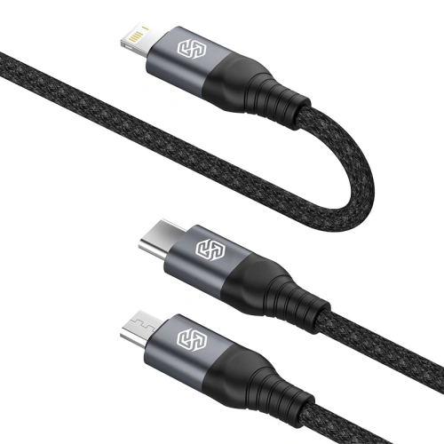 Kup Kabel 3w1 Nillkin Swift Pro USB-A / microUSB 2A, USB-C 2A, Lightning 4.4A, 480Mbps, 1.5m Schwarz / Czarny - NLK1516 - {ean13} - Sklep Home Screen