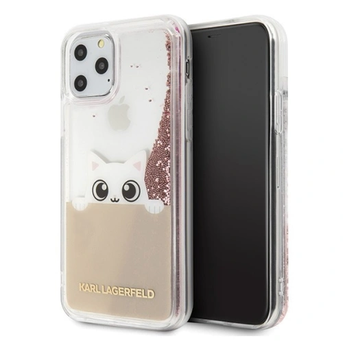 Kup Karl Lagerfeld KLHCN58PABGNU iPhone 11 Pro rózsaszín-arany/hard case PEEK A BOO Liquid Glitter - KLD126RS - {ean13} - Sklep Home Screen