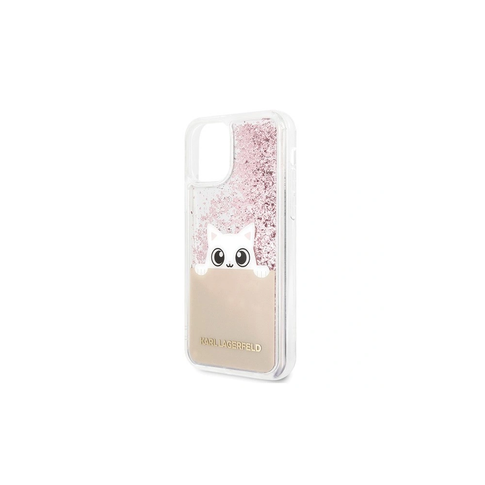 Karl Lagerfeld KLHCN58PABGNU iPhone 11 Pro różowo-złoty/pink gold hard case PEEK A BOO Liquid Glitter