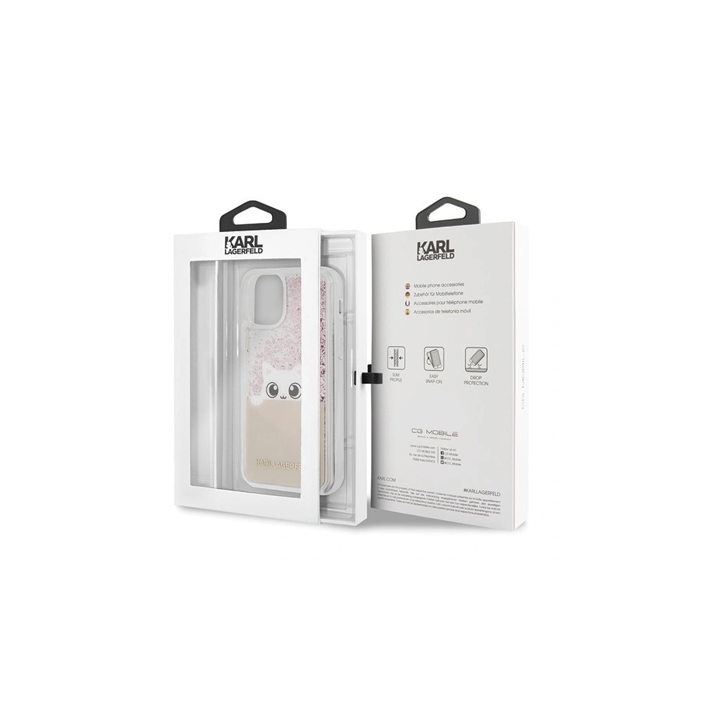 Karl Lagerfeld KLHCN58PABGNU iPhone 11 Pro różowo-złoty/pink gold hard case PEEK A BOO Liquid Glitter