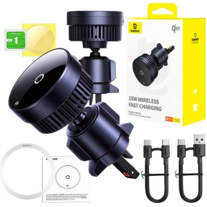 Kup Auto-Handyhalterung für Lüftungsgitter Baseus MagPro mit 15W induktiver Ladestation (schwarz) - BSU4864 - {ean13} - Sklep Home Screen