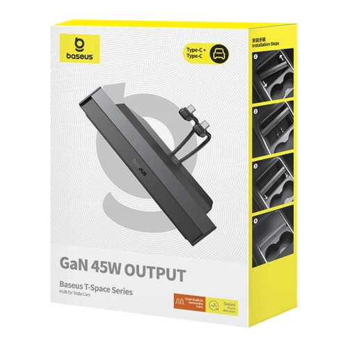 Kup HUB Baseus T-Space USB-C, Lightning 45W kábellel Teslához (fekete) - BSU4865 - {ean13} - Sklep Home Screen