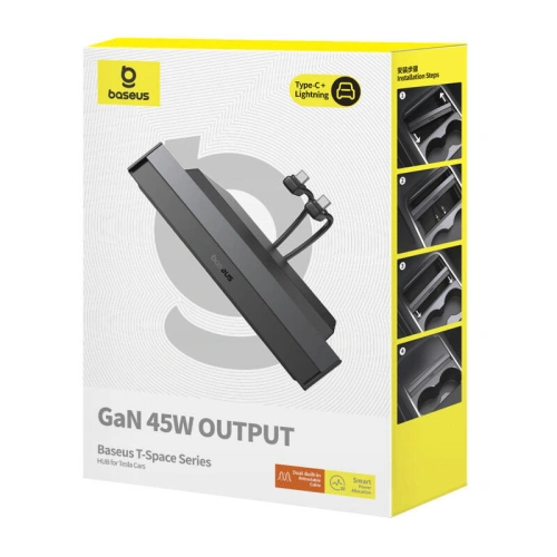 Kup HUB Baseus T-Space z kablem USB-C, USB-C 45W do Tesli (czarny) - BSU4866 - {ean13} - Sklep Home Screen