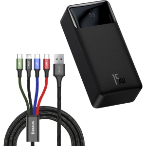 Powerbank Baseus Bipow 30000mAh 15W + kabel 4w1 USB-A / microUSB, 2xUSB-C, Lightning 1.2m