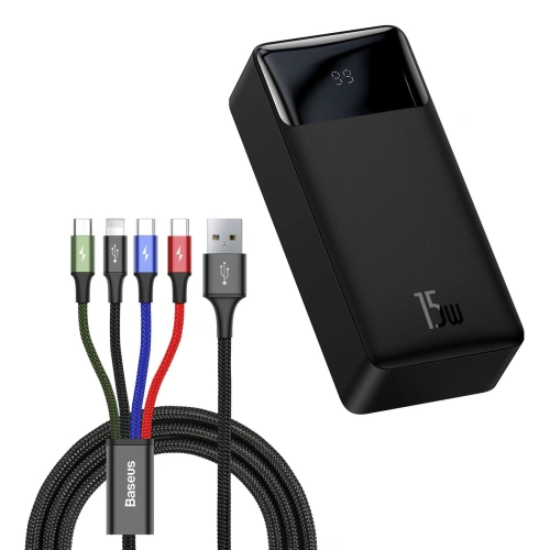 Kup Powerbanka Baseus Bipow 30000mAh 15W + kabel 4w1 USB-A / microUSB, 2xUSB-C, Lightning 1.2m - BSU4867 - {ean13} - Sklep Home Screen
