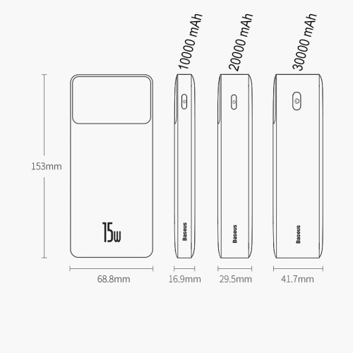 Kup Powerbank Baseus Bipow 30000mAh 15W + cablu 4w1 USB-A / microUSB, 2xUSB-C, Lightning 1.2m - BSU4867 - {ean13} - Sklep Home Screen