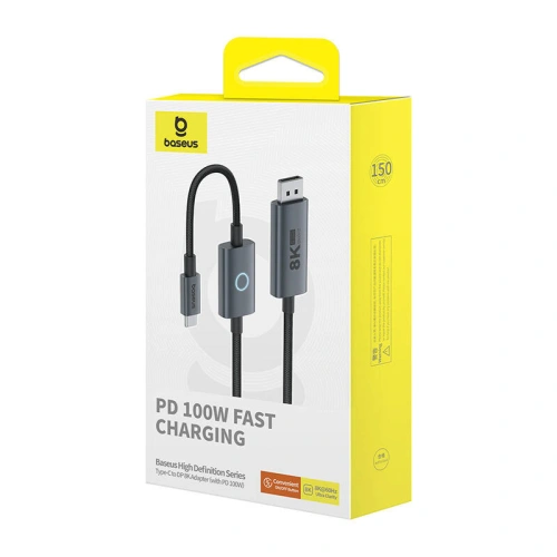 Kup Adapter Baseus BS-OH176 USB-C / DisplayPort 8K 60Hz 1.5m czarny - BSU4872 - {ean13} - Sklep Home Screen