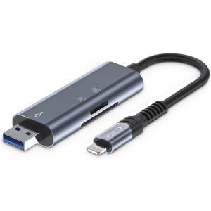 Kup Čtečka karet Tech-Protect UltraBoost Lightning / USB-A, MicroSD, MicroSDXC, MMC Micro, RS Micro, SDHC, SDXC, SD Grey - THP2755 - {ean13} - Sklep Home Screen