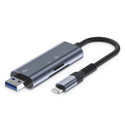 Kup Kartenleser Tech-Protect UltraBoost Lightning / USB-A, MicroSD, MicroSDXC, MMC Micro, RS Micro, SDHC, SDXC, SD Grau - THP2755 - {ean13} - Sklep Home Screen