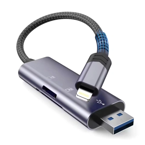 Kup Cititor de carduri Tech-Protect UltraBoost Lightning / USB-A, MicroSD, MicroSDXC, MMC Micro, RS Micro, SDHC, SDXC, SD Gri - THP2755 - {ean13} - Sklep Home Screen