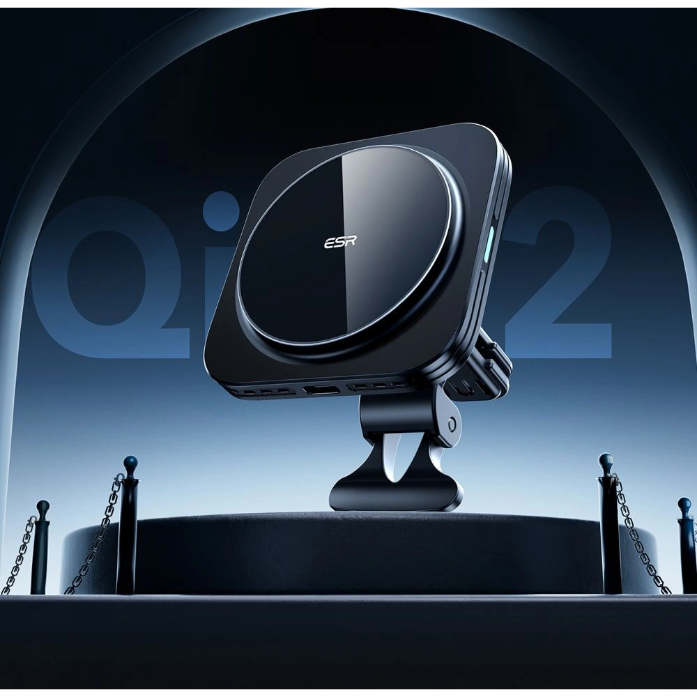 Uchwyt samochodowy na kokpit / kratkę ESR Halolock QI2 z ładowarką indukcyjną 15W Black