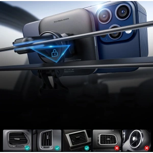 Buy ESR Halolock QI2 car holder for cockpit / air vent with 15W wireless charger Black - ESR764 - {ean13} - Home Screen Store Europe