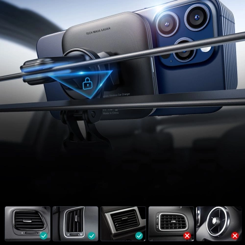Kup Autohalter für das Armaturenbrett / Lüftungsgitter ESR Halolock QI2 mit 15W induktiver Ladefunktion Schwarz - ESR764 - {ean13} - Sklep Home Screen