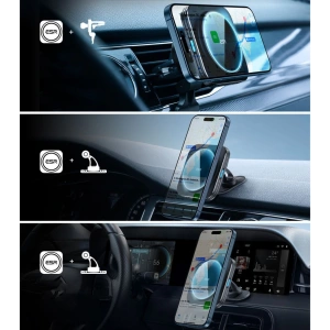 Buy ESR Halolock QI2 car holder for cockpit / air vent with 15W wireless charger Black - ESR764 - {ean13} - Home Screen Store Europe