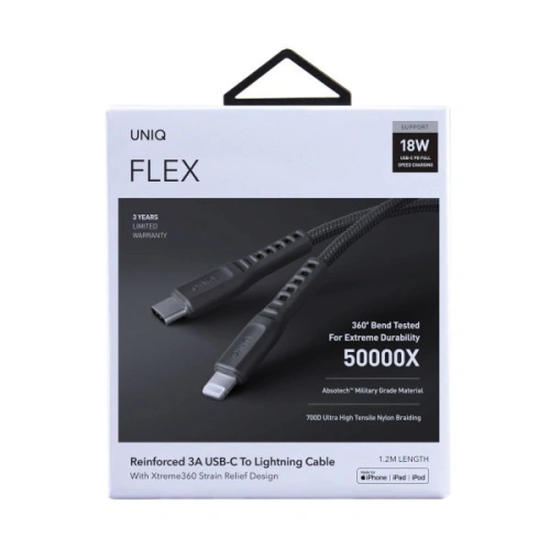 Buy UNIQ Cable MFI Flex USB-C-Lightning 18W charcoal grey - UNIQ127GRY - {ean13} - Home Screen Store Europe