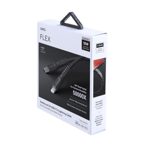 Buy UNIQ Cable MFI Flex USB-C-Lightning 18W charcoal grey - UNIQ127GRY - {ean13} - Home Screen Store Europe