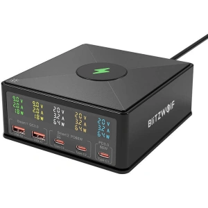Kup Încărcător de rețea Blitzwolf 868H 2xUSB-A, 3xUSB-C, PD, QC 160W negru - BLZ594 - {ean13} - Sklep Home Screen