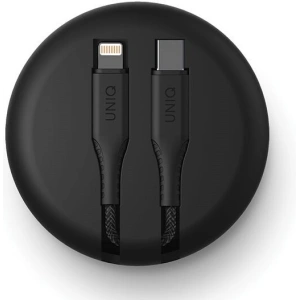 UNIQ MFI Halo USB-C-Lightning 18W Nylon Spiralkabel 1.2m schwarz/midnight black