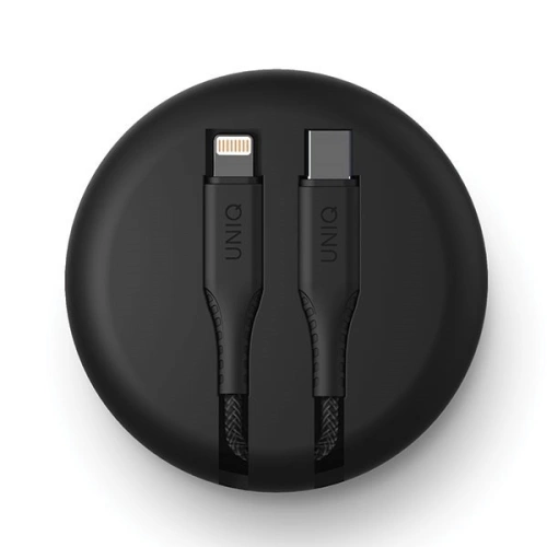 Kup Cablu UNIQ MFI Halo USB-C-Lightning 18W din nylon, retractabil, 1,2m, negru/midnight black - UNIQ129BLK - {ean13} - Sklep Home Screen