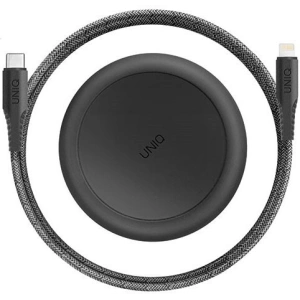 UNIQ MFI Halo USB-C-Lightning 18W Nylon Spiralkabel 1.2m schwarz/midnight black