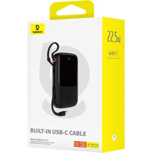 Buy Baseus QPow Pro+ powerbank 10000mAh 22.5W + built-in USB-C cable black - BSU4873 - {ean13} - Home Screen Store Europe