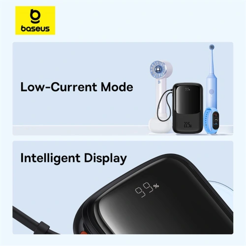 Buy Baseus QPow Pro+ powerbank 10000mAh 22.5W + built-in USB-C cable black - BSU4873 - {ean13} - Home Screen Store Europe