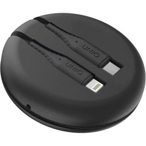 UNIQ kabel MFI Halo USB-C-Lightning 18W nylonowy zwijany 1,2m czarny/midnight black
