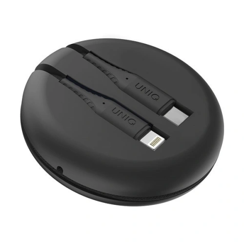 Kup UNIQ MFI Halo USB-C-Lightning 18W nylonos tekercses kábel 1,2m fekete/éjfekete - UNIQ129BLK - {ean13} - Sklep Home Screen