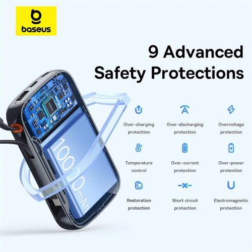 Buy Baseus QPow Pro+ powerbank 10000mAh 22.5W + built-in USB-C cable black - BSU4873 - {ean13} - Home Screen Store Europe