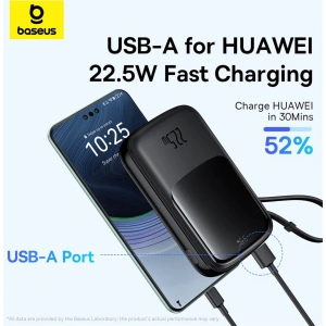 Buy Baseus QPow Pro+ powerbank 10000mAh 22.5W + built-in USB-C cable black - BSU4873 - {ean13} - Home Screen Store Europe