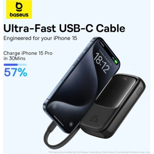 Kup Powerbank Baseus QPow Pro+ 10000mAh 22.5W + vestavěný kabel USB-C černý - BSU4873 - {ean13} - Sklep Home Screen